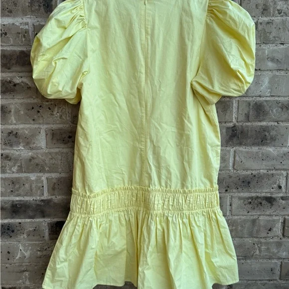 ENGLISH FACTORY
Ruffle Detail Puff Sleeve Poplin Dress size Large Yellow - Picture 3 of 12
